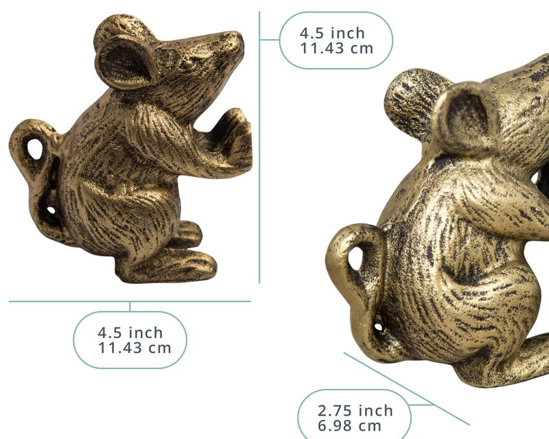 Comfify Cast Iron Mouse Door Stop â€“ 1 Piece â€“ Decorative Rustic Door Holder for Bedroom, Bath, and Exterior Doors â€“ Antique Gold Finish - Image 3